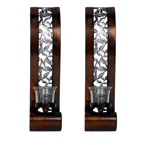 Shelving Solution Wall Sconce 14.4 x 3.5 Inch, with Tea Light Candle Holder Antique Bronze Style Metal Wall Art Decorations for Living Room, Bathroom, Dining Room and Office, Set of 2 thumbnail 7