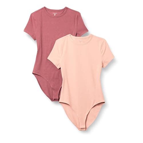 Amazon Essentials Women's Short Sleeve Stretch Cotton Jersey Slim-Fit T-Shirt Bodysuit, Pack of 2 - Image 1