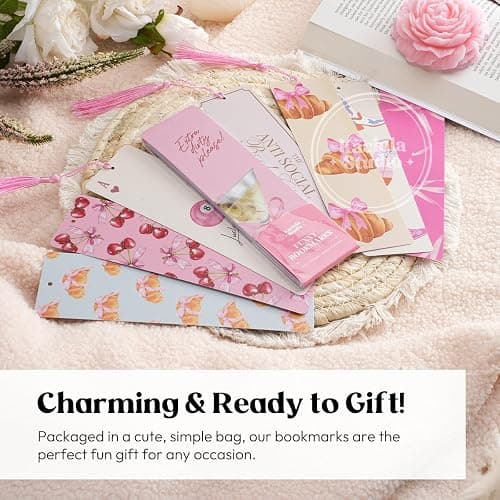 Kaciola Studio 10 PCS Pink Bow Bookmarks,Funny Bookmarks for Women,Double Sided Pink Romance Booklover Gifts,Cute Gifts for Romance Reader Friends Girls thumbnail 4