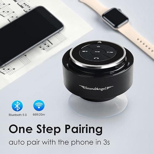 XLeader SoundAngel Mate, Upgraded, Pro Shower Speaker, Certified IPX7 Waterproof Bluetooth Speaker, with Suction Cup, Hook, Built-in Mic, Crystal Sound&Rich Bass, 12H Playtime, Ideal Gifts, Silver thumbnail 2
