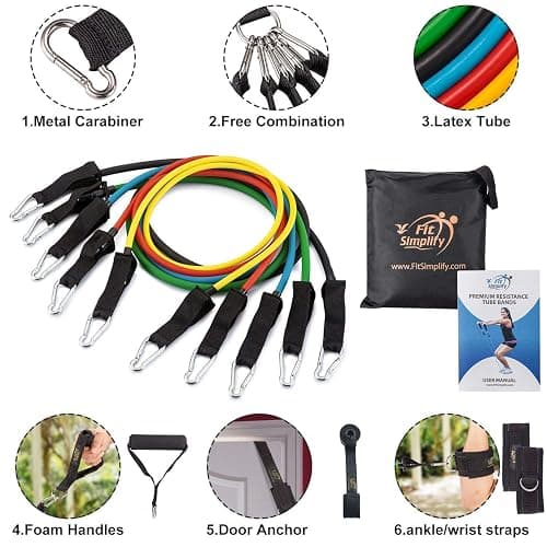 Fit Simplify Resistance Tube Bands 12 Piece Set with Instruction Booklet thumbnail 2