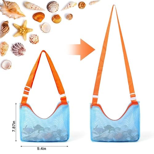 Vodolo Beach Mesh Shovel with Mesh Beach Bag for Shell Collecting, Kids Filter Sand Scooper for Picking Up Shells, Shark Tooth Sifter Dipper for Boys and Girls, Toy thumbnail 5