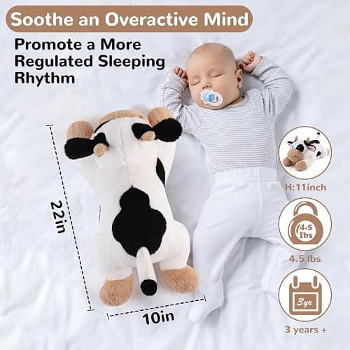 gnomantic Cow Weighted Stuffed Animals - 22 Inch 4.5 Pounds Weighted Plushies Cow Stuffed Animals - Big Plush Pillow - Cute Plush Toys Gifts for Kids & Adults (22" 4.5 lbs) thumbnail 2
