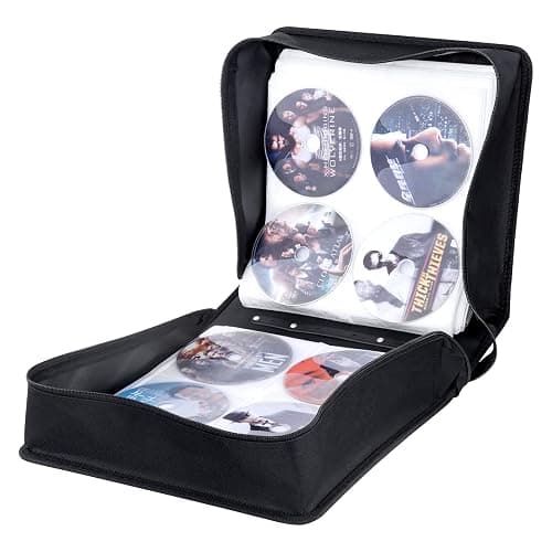 Siveit CD/DVD Binder, CD DVD Case Holder Binder 400 Capacity CD/DVD Wallet Storage Booklet Album Box (White binder, Black) thumbnail 2
