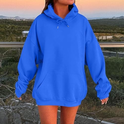 Womens Oversized Hoodies Cute Sweatshirts Fleece Hooded Pullover Tops Sweaters Casual Comfy Fall Fashion Outfits Clothes thumbnail 5