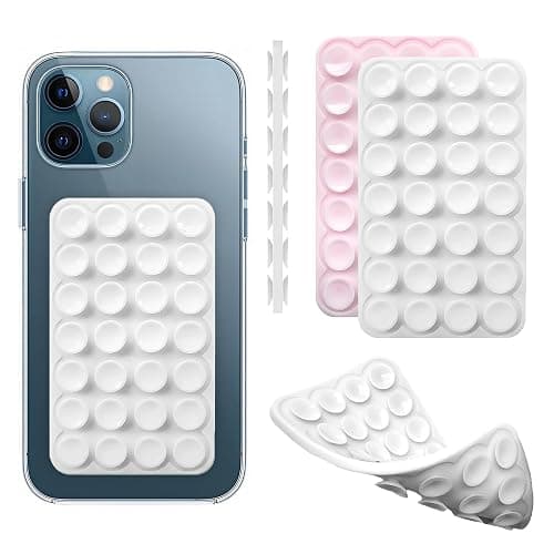 Silicone Double-Sided Suction Phone Case Detachable Mount, Fidget Sticky Grip Phone Accessories, Teen Girl Gifts Trendy Stuff, Hands-Free Stand for ASMR/TikTok/Gym Creator(Small, BabyPink+White) - Image 1