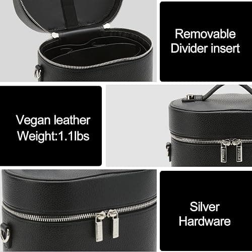 Makeup Bag Vanity Case, Portable Makeup Organizer Case, with Dividers Stylish Travel Toiletry Bags for Men Women, Wine Red, Toiletry Bag for Women (Black) thumbnail 6