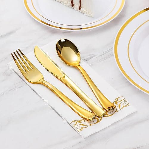 Goodluck 200-Pack Linen-Feel Disposable Guest Towels – Soft and Absorbent Paper Hand Towels for Bathroom or Kitchen – Elegant White Napkins with Gold Design for Parties, Weddings, Dinners Events thumbnail 6