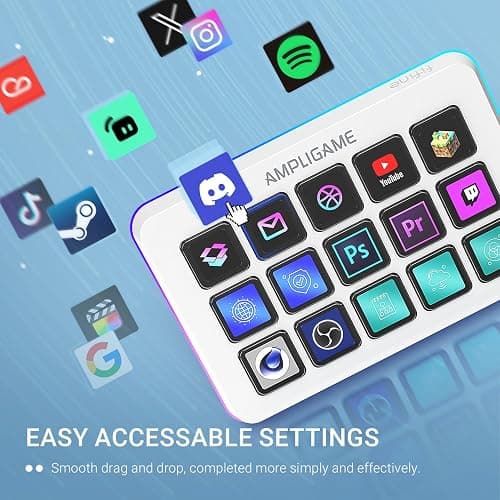 FIFINE AmpliGame Gaming Controller with 15 Shortcuts for OBS Streaming Studio with Macro Keys, Trigger Actions, PC Media RGB Controller for Content Creation/Office Work-D6 White thumbnail 7