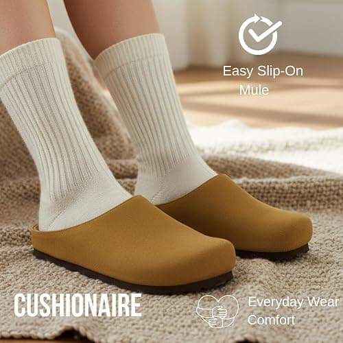 CUSHIONAIRE Lute Genuine Suede Leather Clogs for Women Indoor and Outdoor – Comfortable Slip On Womens Clogs with Cushioned Footbed thumbnail 6