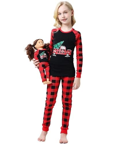 Babyroom Girls Matching Doll&Toddler 4 Piece Cotton Pajamas Toddler Christmas Sleepwear - Image 1