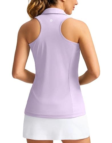 Women's Sleeveless Golf Shirt Zip Up Quick Dry Collared Tank Tops Racerback Tennis Athletic Polo Shirts for Women - Image 1