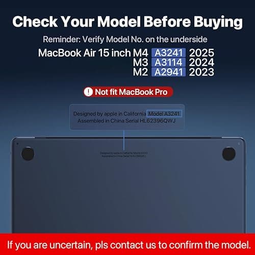 Soonjet Compatible for MacBook Air 15 inch Case M4 2025 2024 2023 M3 M2 [100% Match Official Color] [Ultra Thin Armor] Protective Hard Shell Matte Cover for Laptop A3241 A3114 A2941 - Midnight Clear thumbnail 3