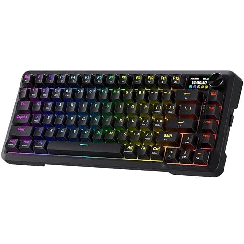 Redragon K724 PRO Wireless Gasket Gaming Keyboard w/Hype Screen & Knob, 81-Key Mechanical Keyboard, Easy-Control 1.14’’ TFT Info Display, 5-Layer Noise Dampening, Custom Linear Switch - Image 1