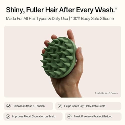 SXNSE - Revive Silicone Scalp Massager, Arctic - Manual Hair & Scalp Scrubber for Dandruff, Buildup, Itch, & Hair Growth - Soft Exfoliating Silicone Bristles for Wet & Dry Hair, Flake-Free Finish thumbnail 2