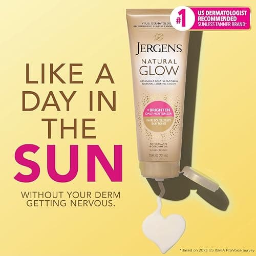 Jergens Natural Glow Self Tanner Body Lotion, Sunless Tanning, Fair to Medium Skin Tone, Daily Moisturizer with Coconut Oil, Vitamin E and Antioxidants, 7.5 Oz thumbnail 3