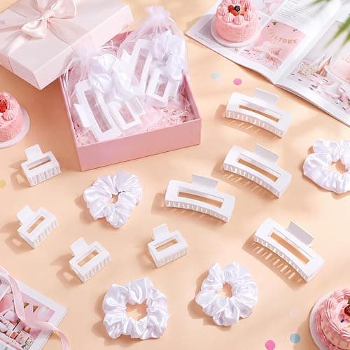 Yuxung 24/48/96/144Pcs White Hair Claw Clips Set Hair Clips Scrunchies Bridesmaid Proposal Gifts Bulk for Women Bachelorette Wedding Party Favors thumbnail 3