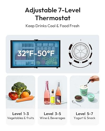 EUHOMY 1.7 Cu.Ft Mini Fridge, Reversible Single Door Compact Refrigerator, Adjustable Thermostat, Energy Saving, Mini Fridge for Bedroom, Office, Dorm, Black thumbnail 4