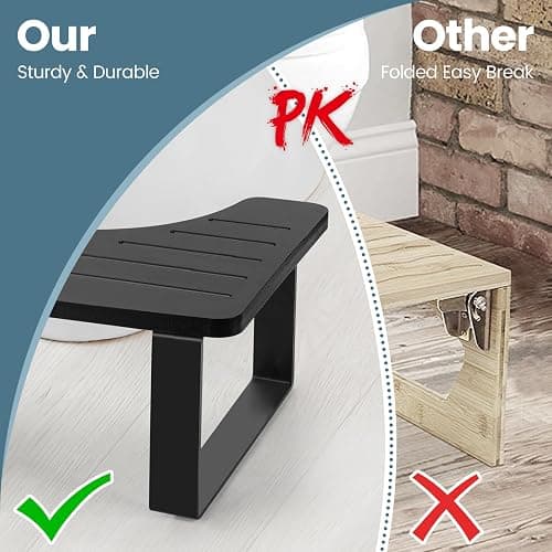 Bathroom Stool,Bamboo Toilet for Bathroom,Toilet Stools,Potty for Pooping,Poop Stool,Toilet Step Toddler,Portable Squatting Pan with Dual Anti Slip Design,Stain,Scratch,CrackProof(Black) thumbnail 4