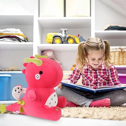 Ditucu Cute Dragon Fruit Dinosaur Plush Dino Stuffed Animal Plushies Toys Soft Dolls Birthday Gifts for Kids Girls Boys Red 10 inch thumbnail 6