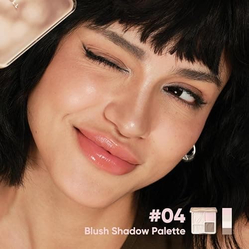 JUDYDOLL Highlight & Contour Palette, All-in-One Matte Highlighter Contour Compact, Natural Brightening Finish for Cool Fair & Olive Skin (New Version 04 Blush Shadow Palette) thumbnail 4