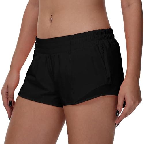 MCEDAR Women's Running Shorts Low Waisted 2.5"，Lightweight Active Workout Quick Dry Gym Athletic Sports Shorts Zip Pocket thumbnail 5