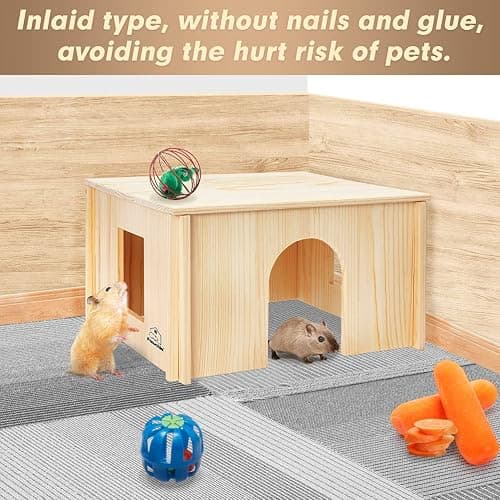 PAWCHIE Wooden Hut for Guinea Pig with Windows - Detachable and Large Size Wood House, Suitable for Guinea Gigs, Hamsters, Chinchillas and Other Small Animals Hideout thumbnail 7