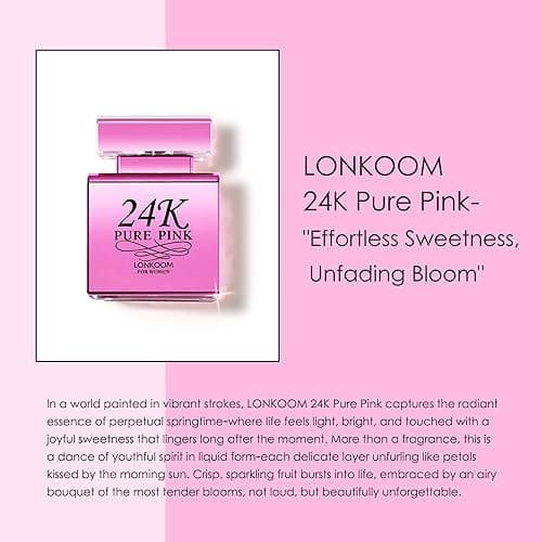 Lonkoom 24K Pure Pink Perfume for Women, Sweet Floral Fruity Perfumes Eau de Parfum Spray Long-Lasting Fragrance, 3.4 Fl Oz/100ml thumbnail 4