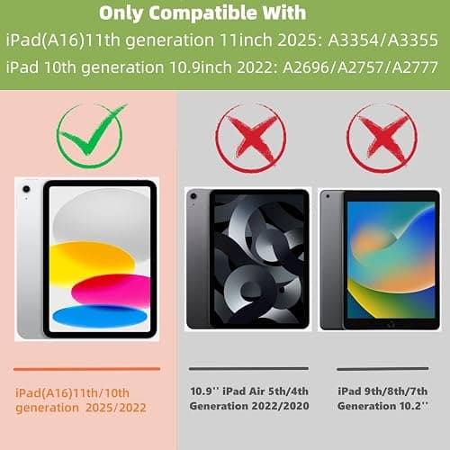BYCeKe A16 Case for iPad 10th Generation 10.9 inch 2022,for iPad A16 11th Generation 11 Inch 2025,for Pad 10th Gen Cute PU Leather Cover&Pen Holder and Stand for Kids,Girl,Women,Pink Composition Book thumbnail 3