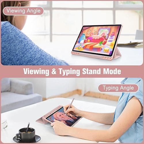 Fintie Hybrid Slim Case for Samsung Galaxy Tab S6 Lite 10.4 Inch 2024/2022/2020 with S Pen Holder, Shockproof Cover with Clear Transparent Back Shell, Rose Gold thumbnail 4