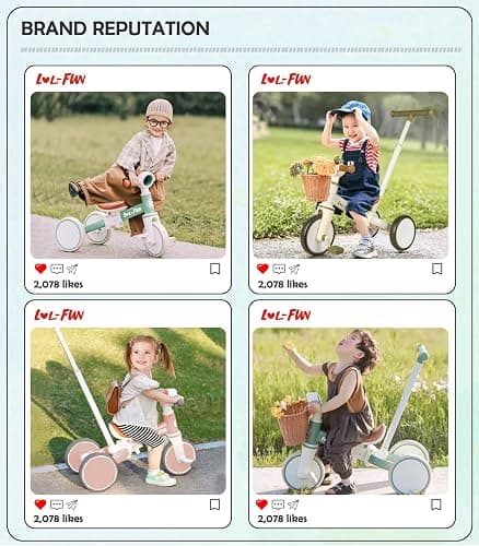 LOL-FUN Tricycle for Toddlers 1-3 Baby Balance Bike 1 2 Year Old Boys Girls Ride on Toy with Parent Steering Push Handle & Removable Pedal thumbnail 5