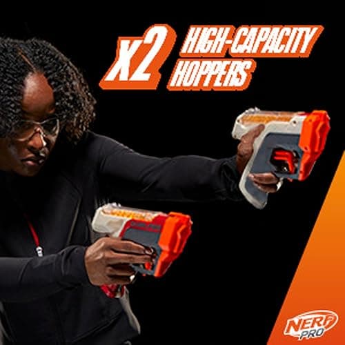NERF Pro Gelfire Dual Wield Pack, 2 Blaster, No-Prime Firing, 5000 Gelfire Rounds, 2 x 100 runde integrierte Trichter, 2 Brillen, ab 14 Jahren thumbnail 8
