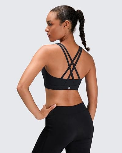 Sports Bras for Women, Criss-Cross Back Padded Medium Support Sports Bra Strappy Medium Impact Workout Yoga Bra thumbnail 3