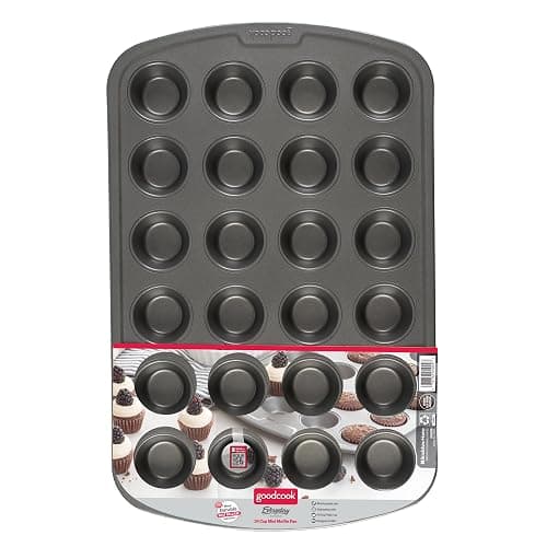 GoodCook 04029 Mini Non-Stick Muffin Pan, Steel, 1-7/8 in Dia x 14.6 in L x 9.3 in W x 6.8 in H, Black thumbnail 3