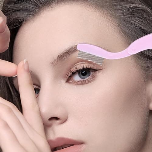 Eyelash Comb MSQ Eyelash Separator Tool Eyelash Comb Separator Folding Eyelash Brush Separator Lash Comb for Eyelash Makeup Brush (Pink) thumbnail 2