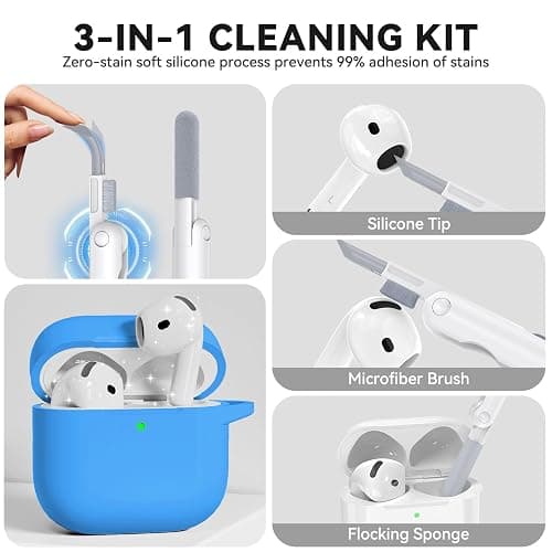 for AirPods 4 Case, TNSNK Silicone AirPod 4 Case Cover Compatible with Apple Airpods 4th Gen, Shockproof Protective Cases for Women Girly with Cleaner Kit and Keychain, Front LED Visible thumbnail 5