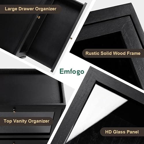 Emfogo Cologne Organizer for Men, Solid Wood Perfumes Organizer for Men Dresser, Large Capacity Dustproof Cologne Holder with Drawer Storage Perfume Stand Organizer, Ideal Gift for Loved ones thumbnail 7