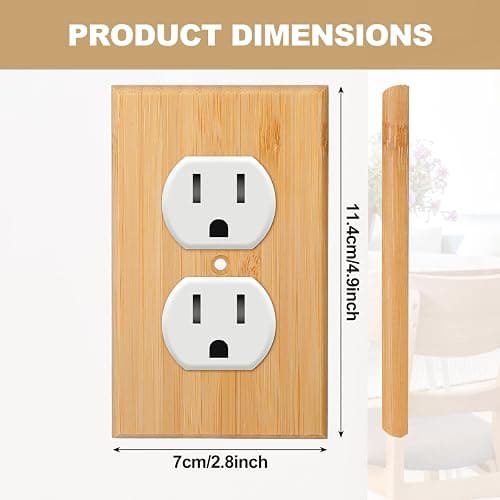 Pinkunn 10 Pieces Solid Wood Light Switch Plate Outlet Covers Bamboo Wooden Decorative Wall Plate for Home Bedroom Kitchen(Light Oak,Double Hole) thumbnail 3