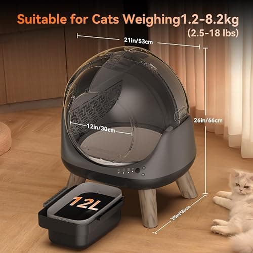 Self Cleaning Litter Box for Multiple Cats, G1 Automatic Cat Litter Box, Self-Cleaning Robot with Smart APP Control and Health Monitoring, Includes 2 Roll Trash Bag and Litter Mat, Grey thumbnail 6