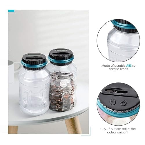 Large Piggy Bank for Boys Adults, Vcertcpl Digital Coin Counting Bank with LCD Counter, 1.8L Capacity Coin Bank Money Jar for Adults, Designed for All US Coins (Blue) thumbnail 8