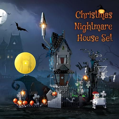 Nightmare Horror Haunted House Building Set, Block Toys Set Compatible with Lego, Creative Halloween Christmas Birthday Toy Kit Gift with Light for Movie Fans Adults (957pcs) thumbnail 4