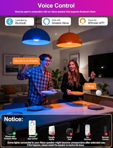 iLC Alexa Light Bulbs, 12W B22 Smart Light Bulb, Work with Alexa (Echo Devices Required), LED Colour Changing Light Bulb, Color Temperature Tunable 2700K-6000K+RGB Bayonet (4 Pack) thumbnail 3