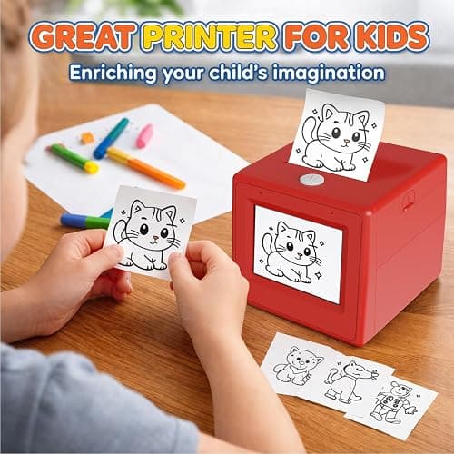 Bioetva AI Smart Voice Sticker Printer Box, Smart Thermal Sticker Printer with Voice Control & Display, Inkless Portable Mini Printer for DIY, Study & Creative Fun, Includes 5 Rolls of Paper thumbnail 4