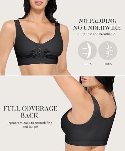 FeelinGirl Post Surgery Compression Bra for Women's Front Closure Bra with Adjustable Straps Wirefree thumbnail 4