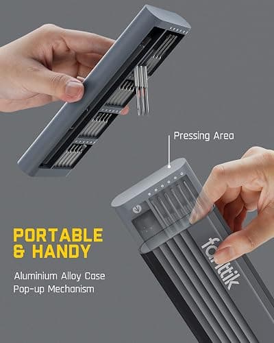 Fanttik E1 Pro Mini Electric Screwdriver, Precision Screwdriver Set with LED Light, 24 Magnetic Bits, Max. 3 N.m, Magnetic Storage, 5/32''Hex, Repair Tool Set for Phone Camera Laptop Watch thumbnail 4