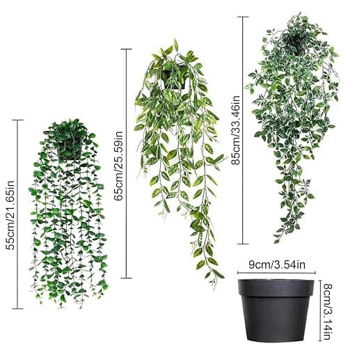 Lafecuw Artificial Hanging Plant, 3 Pack Fake Hanging Plants with Pot, Greenery Faux Fake Ivy Decor, Fake Ivy Potted Plants for Indoor Outdoor Home Decor Wall Room Patio Office Table Shelf thumbnail 3