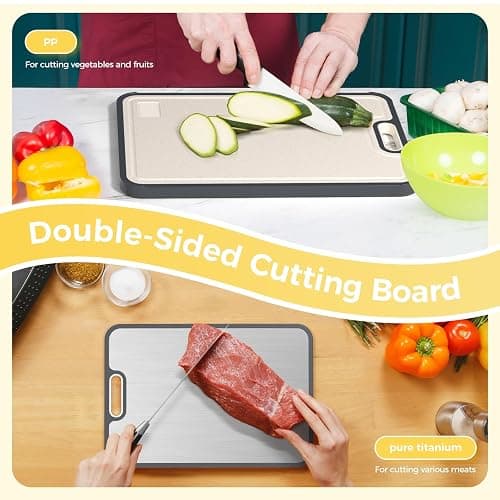 Titanium Cutting Board for Kitchen, Cutting Board Double Sided Food Grade, Pure Titanium/PP, Easy to Clean Large Size 16”×11” thumbnail 5