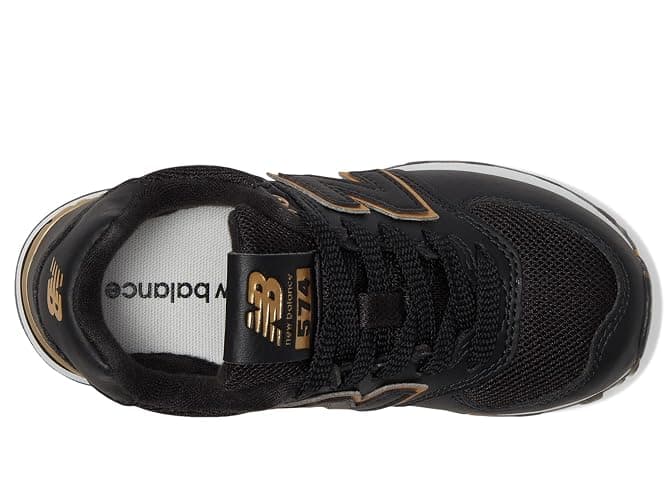 New Balance Kid's 574 V1 Lace-Up Sneaker, Black/Gold, 12.5 M Little Kid thumbnail 2