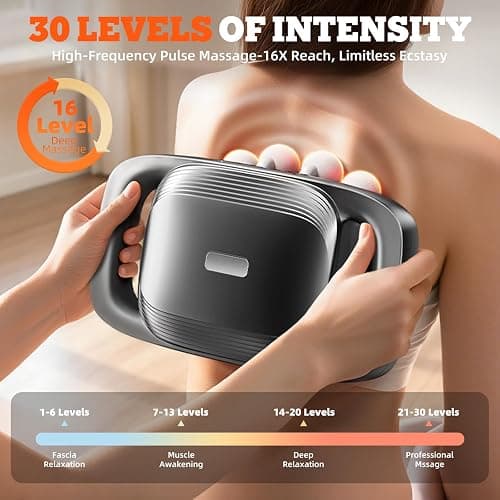 2026 New 16-Head Deep Tissue Percussion Massage Gun – Quiet Muscle Massager for Full Body, Up to 30 Intensity Levels, Cordless Rechargeable for Back, Legs, Shoulders & Recovery.Black thumbnail 3