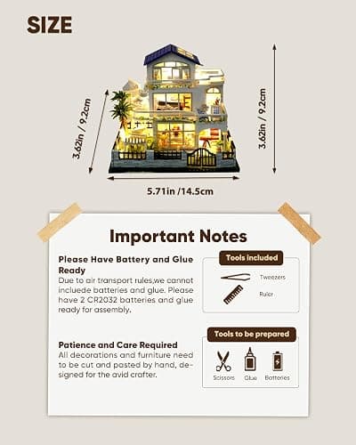 DIY Miniature House Kit, Mini House Kit for Beginners, Mayberry Street Miniatures, Model Building Craft Diorama Kit, Ideal Gifts for Birthday, Christmas(Blue Mansion) - Blue Mansion thumbnail 5